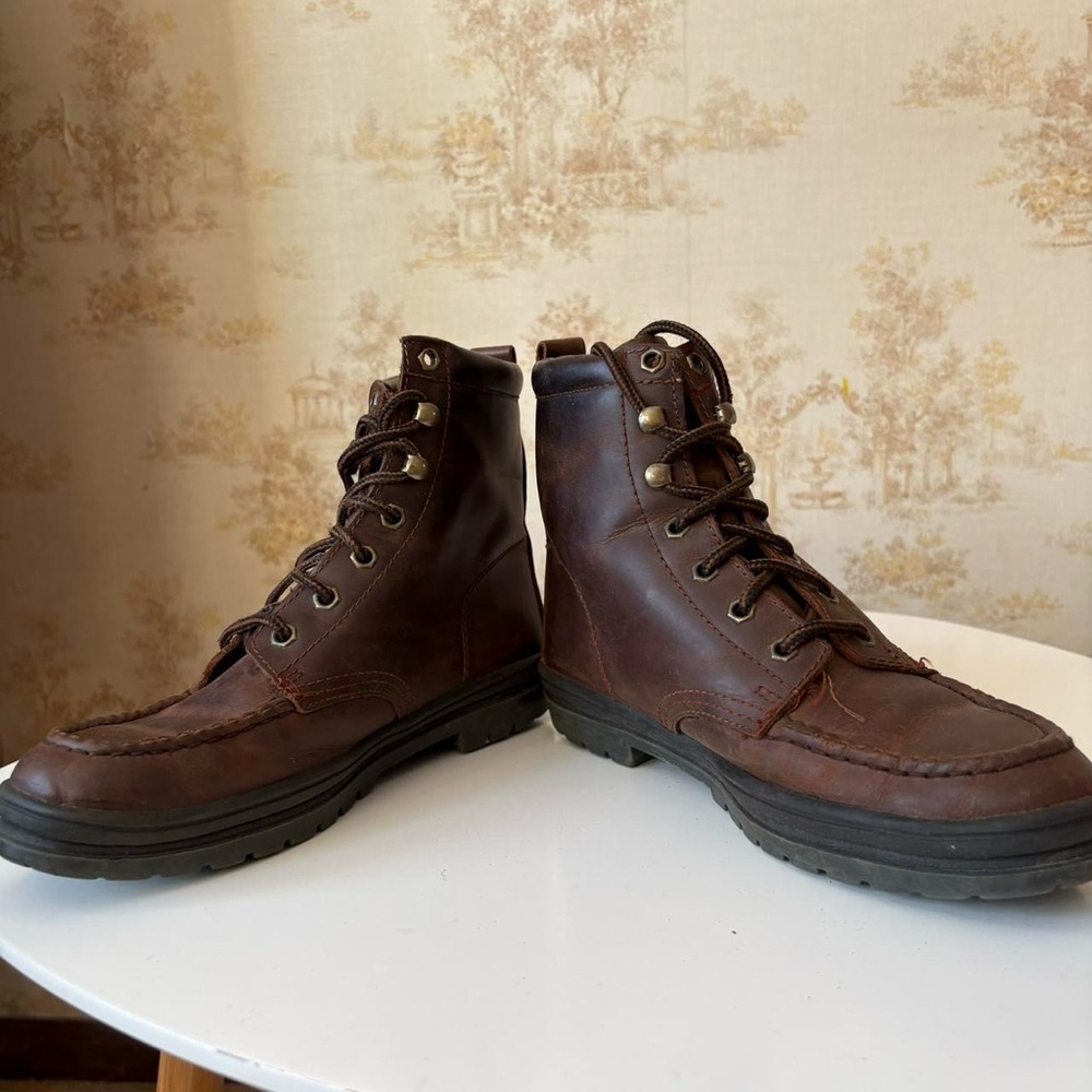 Vintage Oak Meadow brown leather moc toe outdoor lace up boots size 8M US - Picture 3 of 8